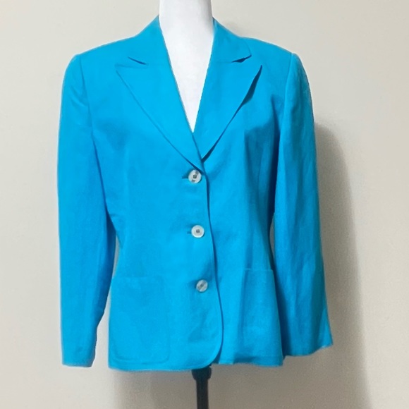 Giorgio Sant’ Angelo NEW Sky Blue Linen Rayon 3 Button Spring Blazer Jacket 10 - Picture 8 of 14